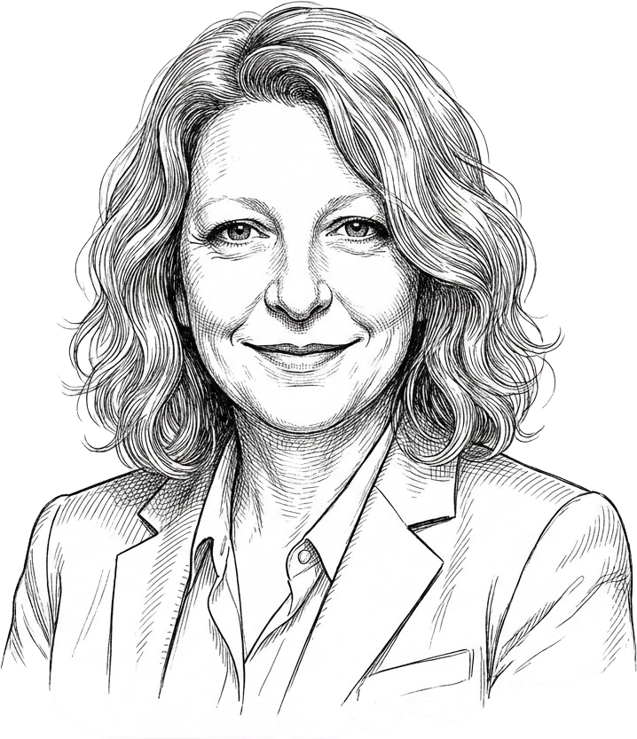 Pen-and-ink portrait of Shawn S., Licensed Clinician and Archivist