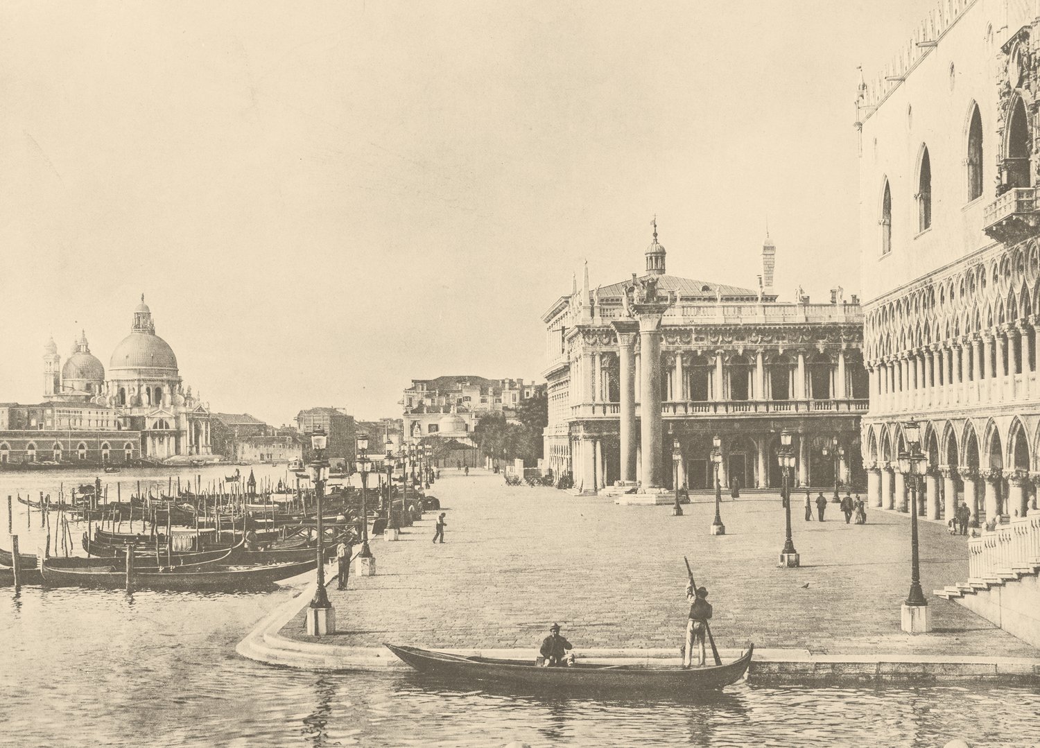 Antique photograph of the Piazzetta and Doge's Palace, Venice